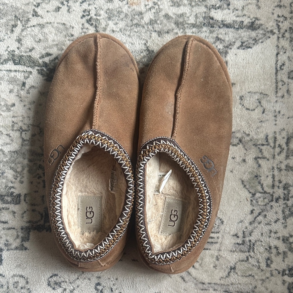 Men’s UGG Chestnut Brown Suede Lined Slip-On Slippers